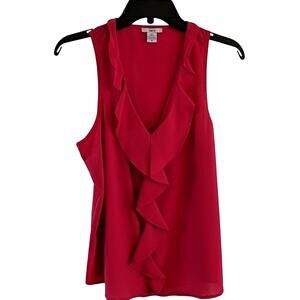 Bar III Pink Ruffle Front Top, M
